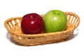 Two apples in a basket Royalty Free Stock Photo