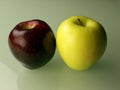 Two Apples On Green Background