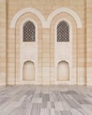 Two arched niches with modern architectural design at the courtyard of Camlica Mosque, Istanbul, Turkey Royalty Free Stock Photo