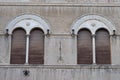 Two arched windows, Ascoli Piceno, Marche region, Italy