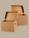 two archive cardboard box isolated on brown background