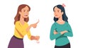Two arguing women loosing temper in conflict