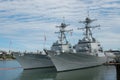 Two Arleigh Burke-class destroyers in Portland, OR Royalty Free Stock Photo