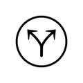 Two arrow double direction option way. Fork path two pathway multi traffic traffic icon Royalty Free Stock Photo
