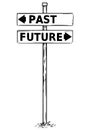 Two Arrow Sign Drawing of Past and Future Decision Arrows