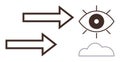 Arrows Pointing to an Eye and Cloud Representing Focus and Forward Vision Royalty Free Stock Photo