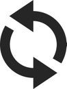 Two arrows forming a circle, symbolizing a continuous loop, ideal for representing concepts like loading, buffering, syncing, or a Royalty Free Stock Photo