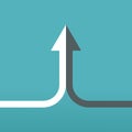 Two arrows merging icon vector collaboration, partnership, alliance, joining and growth concept for graphic design, logo, website