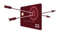 Two arrows penetrate an archery target on a generic credit or debit card.