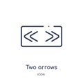 two arrows pointing right and left icon from user interface outline collection. Thin line two arrows pointing right and left icon Royalty Free Stock Photo