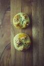 Bread rolls with flake salt and black sesame seeds