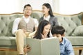 Two asian children reading book together Royalty Free Stock Photo
