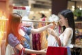 Two asian girl enjoy shopping togather in department store Royalty Free Stock Photo