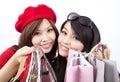 Two asian happy shopping girl