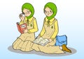 Two asian muslim girls in uniform