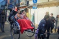 Two Asian women in rickshaw tour in Asakusa