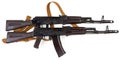 Two soviet assault rifles AK-74 on a white background Royalty Free Stock Photo