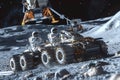 two astronauts in a lunar rover on the lunar surfacend