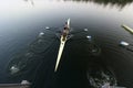 Two athletes practicing rowing sports at Rabindra Sarobar lake Kolkata