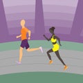 Two Athletes Running on the Stadium Track Royalty Free Stock Photo