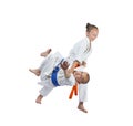 Two athletes train judo throws Royalty Free Stock Photo