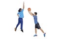 Two athletic men playing basketball together Royalty Free Stock Photo