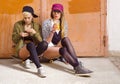 Two attractive hipster girls hanging out