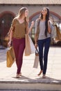 Quality time. Two attractive young woman with their shopping bags after a day of retail therapy.