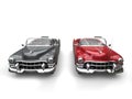 Two awesome black and red vintage cars