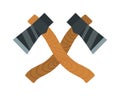 Two axes timber lumberjack tools for chopping wood flat vector illustration.