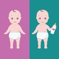 Two babies happy and sad Royalty Free Stock Photo