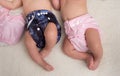 Babies with eco cloth diapers Royalty Free Stock Photo