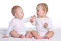 Two babies talking Royalty Free Stock Photo