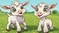 Two baby goats standing in a field Royalty Free Stock Photo