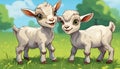 Two baby goats standing in a field Royalty Free Stock Photo