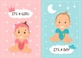 Two Baby Shower or Baby Birth card designs Royalty Free Stock Photo