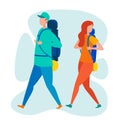 Two Backpacker Travelers Flat Vector Characters