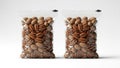 Two bags of nuts isolated on white background Royalty Free Stock Photo