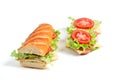 Two baguette sandwiches Royalty Free Stock Photo