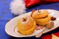 Two baked apples as Christmas Dessert