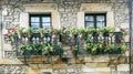 Two balconies with potted plants Royalty Free Stock Photo