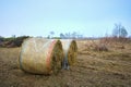 Hay bales, wintertime. Color image Royalty Free Stock Photo