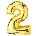 Two 2 balloon. Helium balloon. Golden Yellow foil color. Number 22. Good for Party, Birthday greeting card, Sale, Advertising, Ann