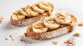 Two banana and peanut butter sandwiches Royalty Free Stock Photo