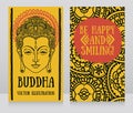 Two banners with Buddha head and ethnic ornament Royalty Free Stock Photo