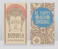 Two banners with Buddha head and ethnic ornament Royalty Free Stock Photo