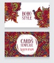 Two banners with doodle ornament in boho style Royalty Free Stock Photo