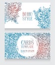 Two banners with doodle ornament in boho style Royalty Free Stock Photo