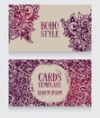 Two banners with doodle ornament in boho style Royalty Free Stock Photo