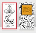 Two banners for french style party with Fleur-de-lis symbol